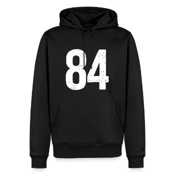 84 Zahlen Weiß - Männer Premium Bio Hoodie - Schwarz - Vorne - Nico (187cm)
