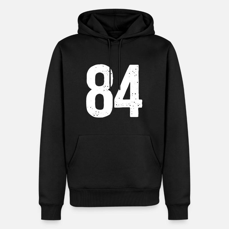 84 Numéros Blanc - Sweat à capuche Premium bio Homme - noir
