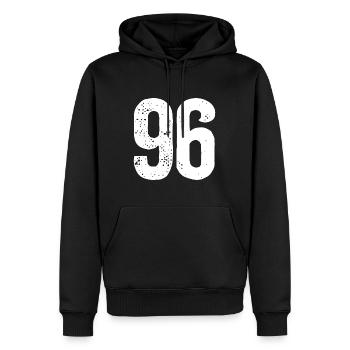 96 Numéros Blanc - Sweat à capuche Premium bio Homme - noir - Devant - Nico (187cm)