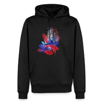 leopard, cat, wildcat, painting, leaves, jungle - Men’s Premium Organic Hoodie - black - Front - Nico (187cm)