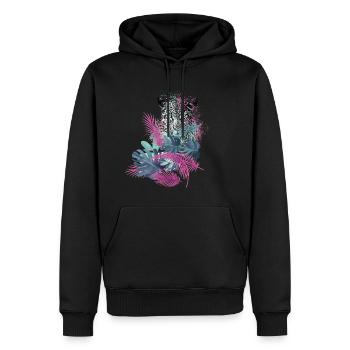 leopard, cat, wildcat, painting, leaves, jungle - Men’s Premium Organic Hoodie - black - Front - Nico (187cm)