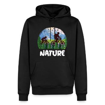Nature Cycliste Montagnes Sauvage - Sweat à capuche Premium bio Homme - noir - Devant - Nico (187cm)
