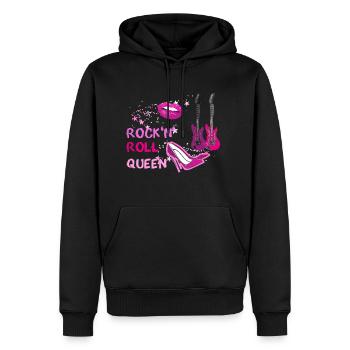 Rock n Roll Queen, Rock, , Rétro,Stars,Vintage - Sweat à capuche Premium bio Homme - noir - Devant - Nico (187cm)