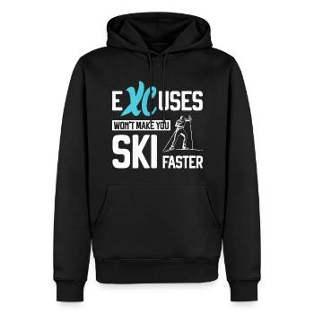 Cross Country Skiing XC Excuses Nordic Skiing - Men’s Premium Organic Hoodie - black - Front - Nico (187cm)