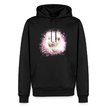 cochon d’Inde, graffiti, peinture, rose, rose - Sweat à capuche Premium bio Homme - noir - Devant - Nico (187cm)