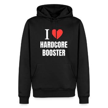 I love Hardcorebooster - Männer Premium Bio Hoodie - Schwarz - Vorne - Nico (187cm)