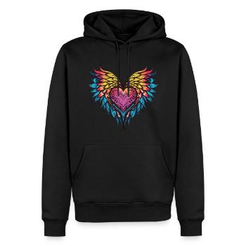 Heart Wings - Men’s Premium Organic Hoodie - black - Front - Nico (187cm)
