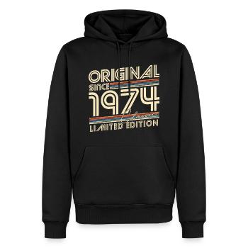 Original depuis 1974 Vintage cadeau d’anniversaire - Sweat à capuche Premium bio Homme - noir - Devant - Nico (187cm)