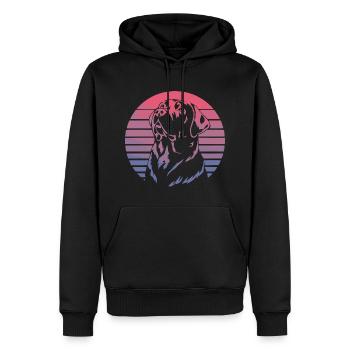 Retro Sunset Dog - Stylischer Hund im Retro-Look - Männer Premium Bio Hoodie - Schwarz - Vorne - Nico (187cm)