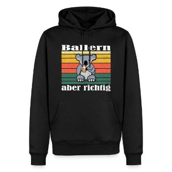 Ballern aber richtig. Koala Bär trink Bier Retro - Männer Premium Bio Hoodie - Schwarz - Vorne - Nico (187cm)