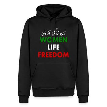 Women life freedom - Sweat à capuche Premium bio Homme - noir - Devant - Nico (187cm)