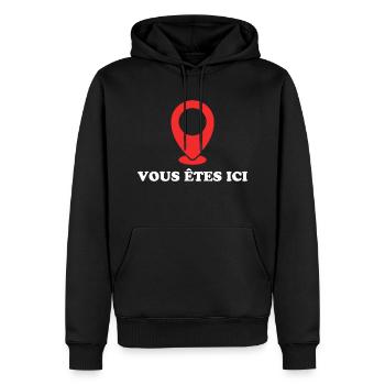 Sie sind hier - Männer Premium Bio Hoodie - Schwarz - Vorne - Nico (187cm)