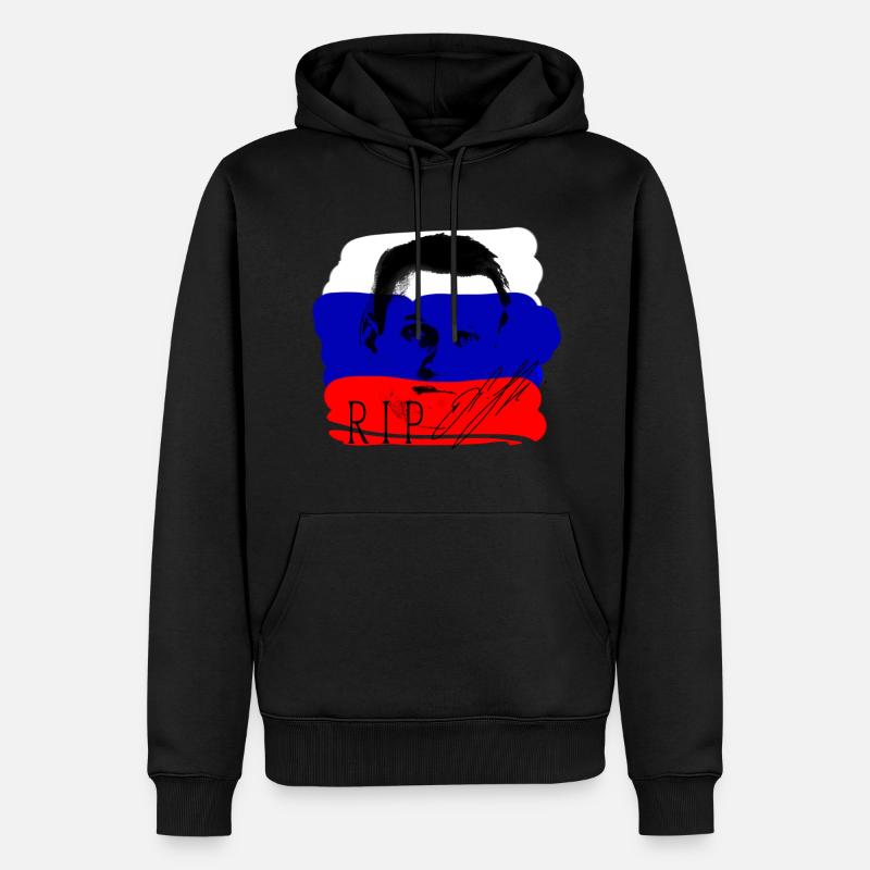 Navalny,héros, Russie, déchirure, drapeau - Sweat à capuche Premium bio Homme - noir