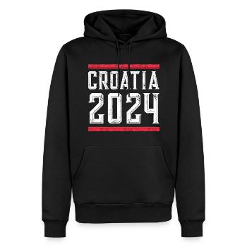 Jours fériés Croatie 2024 - Sweat à capuche Premium bio Homme - noir - Devant - Nico (187cm)