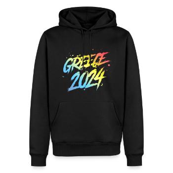 Grèce 2024 Équipe de vacances colorée - Sweat à capuche Premium bio Homme - noir - Devant - Nico (187cm)