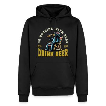 Trinkender Bär - Männer Premium Bio Hoodie - Schwarz - Vorne - Nico (187cm)