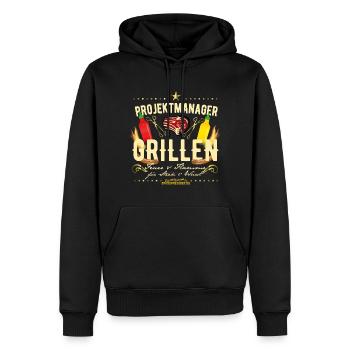 Projektmanager Grillen - Männer Premium Bio Hoodie - Schwarz - Vorne - Nico (187cm)