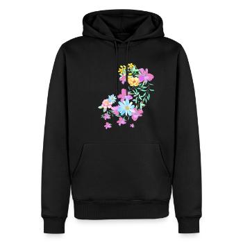 flowers,blossom,floral, flower, meadow, tendril - Men’s Premium Organic Hoodie - black - Front - Nico (187cm)