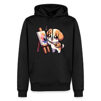 Chien peinture artistique chiot cache-couche Design - Sweat à capuche Premium bio Homme - noir - Devant - Nico (187cm)