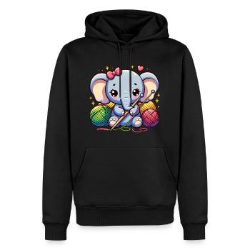 Elefant strickt kuschelige Elefantenbekleidung Kunst - Männer Premium Bio Hoodie - Schwarz - Vorne - Nico (187cm)