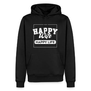 Glückliche Ehefrau Glückliches Leben - Männer Premium Bio Hoodie - Schwarz - Vorne - Nico (187cm)