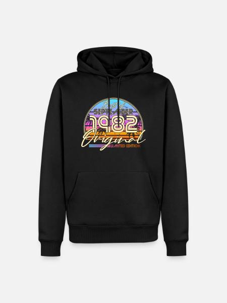 September Jahrgang 1982 Vintage Retro Geburtstag - Männer Premium Bio Hoodie - Schwarz