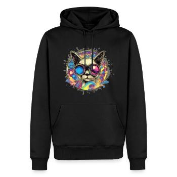 Siamkatze,katze,illustration,Graffiti,bunt,brille - Männer Premium Bio Hoodie - Schwarz - Vorne - Nico (187cm)