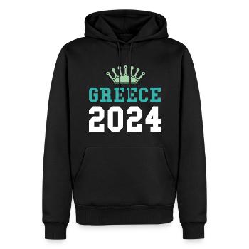Grèce 2024 Krona - Sweat à capuche Premium bio Homme - noir - Devant - Nico (187cm)