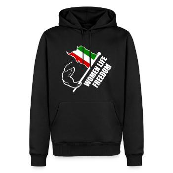Women life freedom iran - Sweat à capuche Premium bio Homme - noir - Devant - Nico (187cm)
