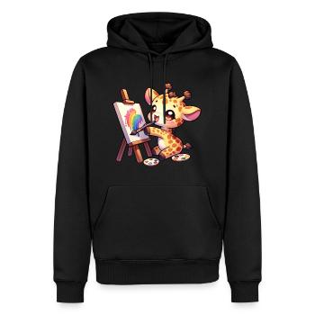 Girafe Peinture Chemise Enfant Artiste à col long - Sweat à capuche Premium bio Homme - noir - Devant - Nico (187cm)