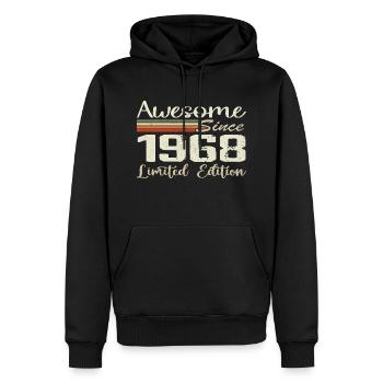 Anniversaire 56 Ans Millésime 1968 Cadeau 1968 - Sweat à capuche Premium bio Homme - noir - Devant - Nico (187cm)