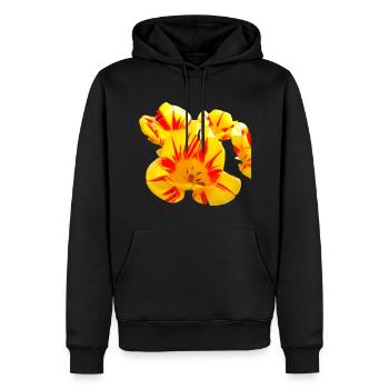 Fleurs,Fleur,Printemps,Fleurs,Tulipes - Sweat à capuche Premium bio Homme - noir - Devant - Nico (187cm)