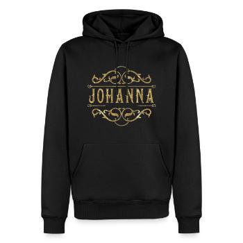 Johanna gold - Männer Premium Bio Hoodie - Schwarz - Vorne - Nico (187cm)