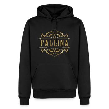 Paulina gold - Männer Premium Bio Hoodie - Schwarz - Vorne - Nico (187cm)