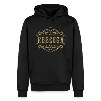 Rebecca gold - Männer Premium Bio Hoodie - Schwarz - Vorne - Nico (187cm)
