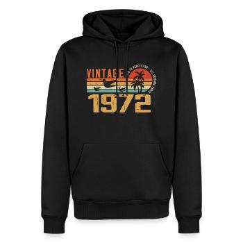 Jahrgang 1972 Jubiläumsgeschenk - Jahrgang 1972 - Männer Premium Bio Hoodie - Schwarz - Vorne - Nico (187cm)