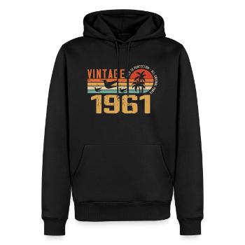 Vintage 1961 Cadeau Anniversaire - Millésime 1961 - Sweat à capuche Premium bio Homme - noir - Devant - Nico (187cm)
