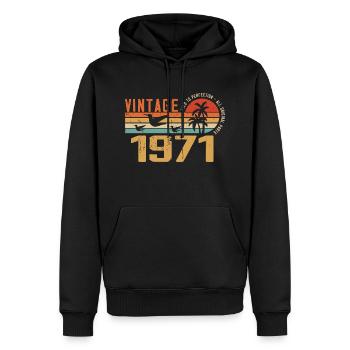 Jahrgang 1971 Jubiläumsgeschenk - Jahrgang 1971 - Männer Premium Bio Hoodie - Schwarz - Vorne - Nico (187cm)