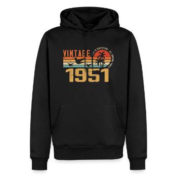 Vintage 1951 Jubiläumsgeschenk - Jahrgang 1951 - Männer Premium Bio Hoodie - Schwarz - Vorne - Nico (187cm)