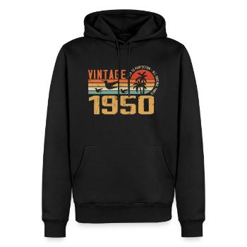 Vintage 1950 Cadeau Anniversaire - Millésime 1950 - Sweat à capuche Premium bio Homme - noir - Devant - Nico (187cm)