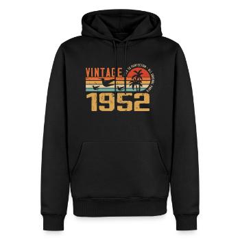Vintage 1952 Cadeau Anniversaire - Millésime 1952 - Sweat à capuche Premium bio Homme - noir - Devant - Nico (187cm)
