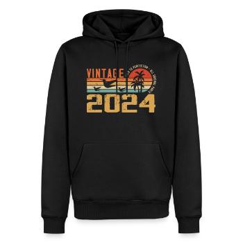 Vintage 2024 Cadeau Anniversaire - Millésime 2024 - Sweat à capuche Premium bio Homme - noir - Devant - Nico (187cm)