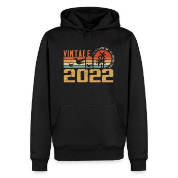 Vintage 2022 Cadeau Anniversaire - Millésime 2022 - Sweat à capuche Premium bio Homme - noir - Devant - Nico (187cm)