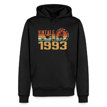 Vintage 1993 Cadeau Anniversaire - Millésime 1993 - Sweat à capuche Premium bio Homme - noir - Devant - Nico (187cm)