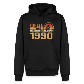Vintage Geschenk zum Jubiläum der 1990er Jahre - Vintage 1990 - Männer Premium Bio Hoodie - Schwarz - Vorne - Nico (187cm)