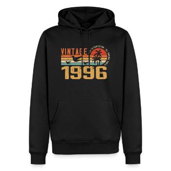 Vintage 1996 Cadeau Anniversaire - Millésime 1996 - Sweat à capuche Premium bio Homme - noir - Devant - Nico (187cm)