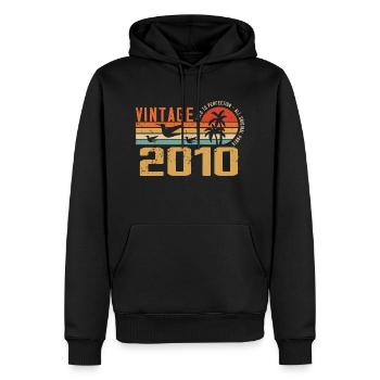 Jahrgang 2010 Jubiläumsgeschenk - Jahrgang 2010 - Männer Premium Bio Hoodie - Schwarz - Vorne - Nico (187cm)