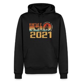 Vintage 2021 Cadeau Anniversaire - Millésime 2021 - Sweat à capuche Premium bio Homme - noir - Devant - Nico (187cm)