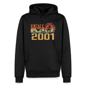 Vintage 2001 Cadeau Anniversaire - Millésime 2001 - Sweat à capuche Premium bio Homme - noir - Devant - Nico (187cm)