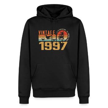 Jahrgang 1997 Jubiläumsgeschenk - Jahrgang 1997 - Männer Premium Bio Hoodie - Schwarz - Vorne - Nico (187cm)